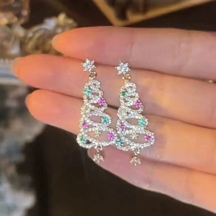 Winter Zircon Christmas Tree Niche Design Rings
