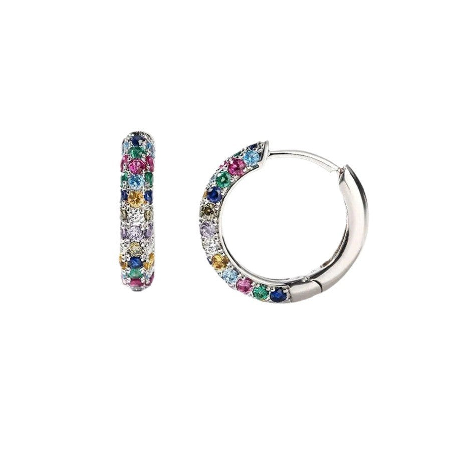 Environmental Protection Alloy Fashion Simple Colorful Zircon Ladies Clip Ear Buckle