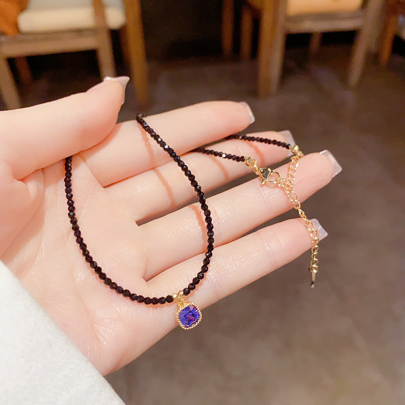 Design Light Luxury Black Crystal Clavicle Necklaces