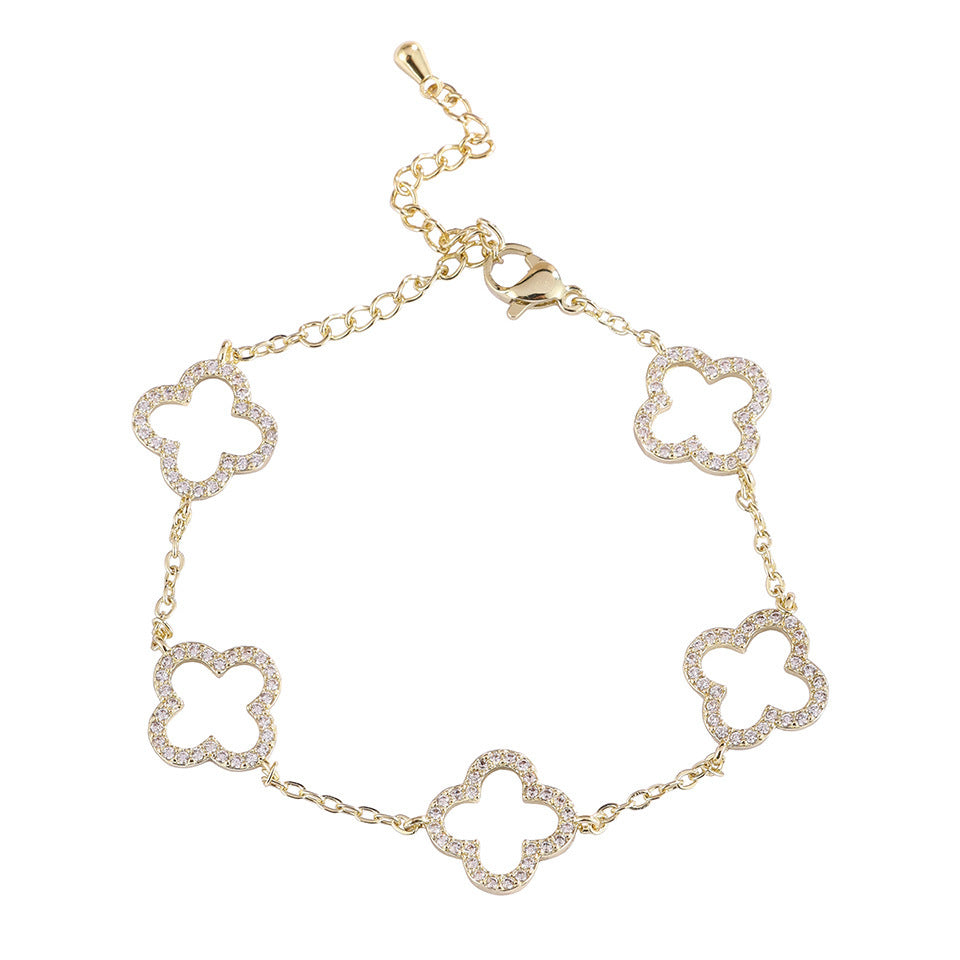Lucky Flower Female French Sweet High Sense Full Bracelet