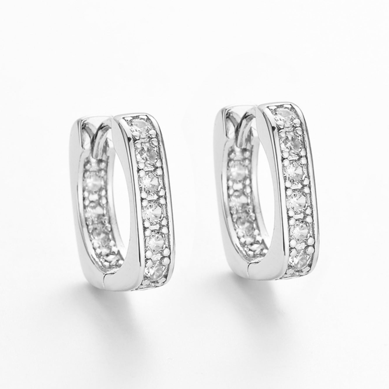 Women's Quadrilateral Inner Studded With Zircon Simple Graceful Fashionable Ear Clip Earrings