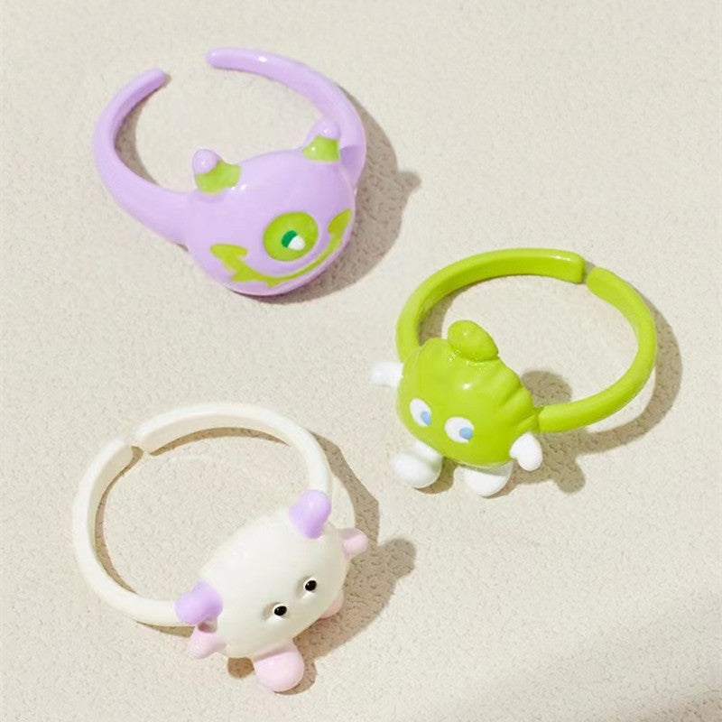 Black Cat Monster Big Eyes Sweet Cool Cartoon Cute Girlfriends Rings