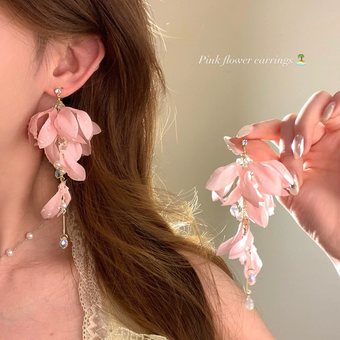 Women's Bright Holiday Super Fairy Yellow Flower Tassel Seaside Atmosphere Rings
