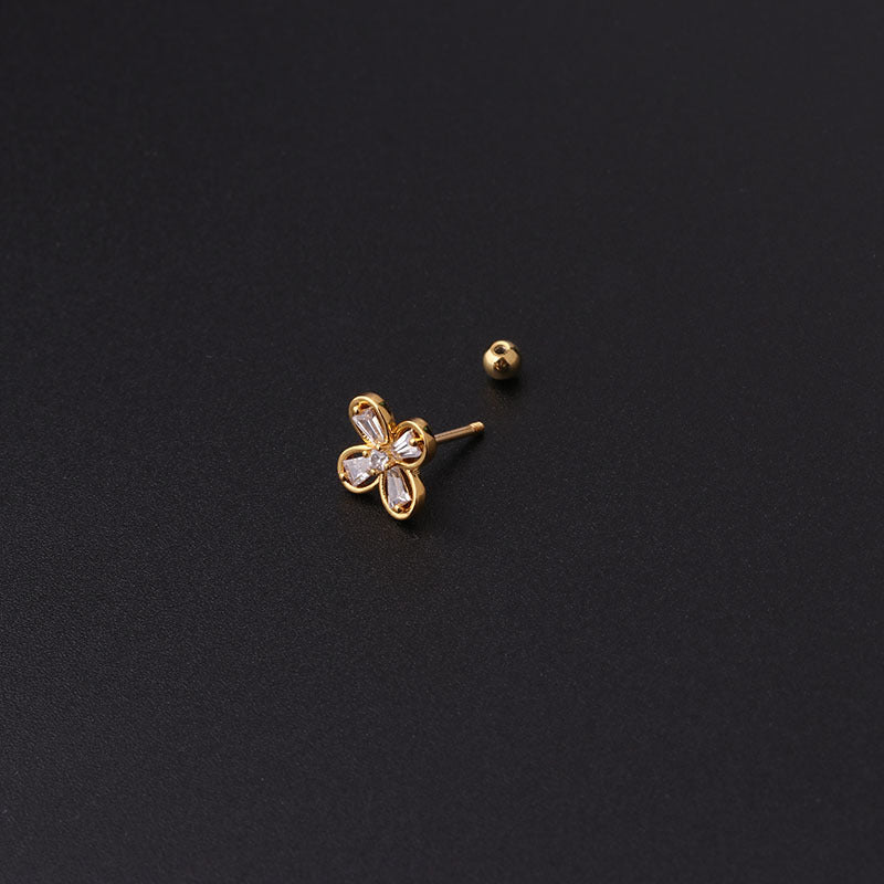 Twist Ball Ear Bone Piercing Zircon Earrings