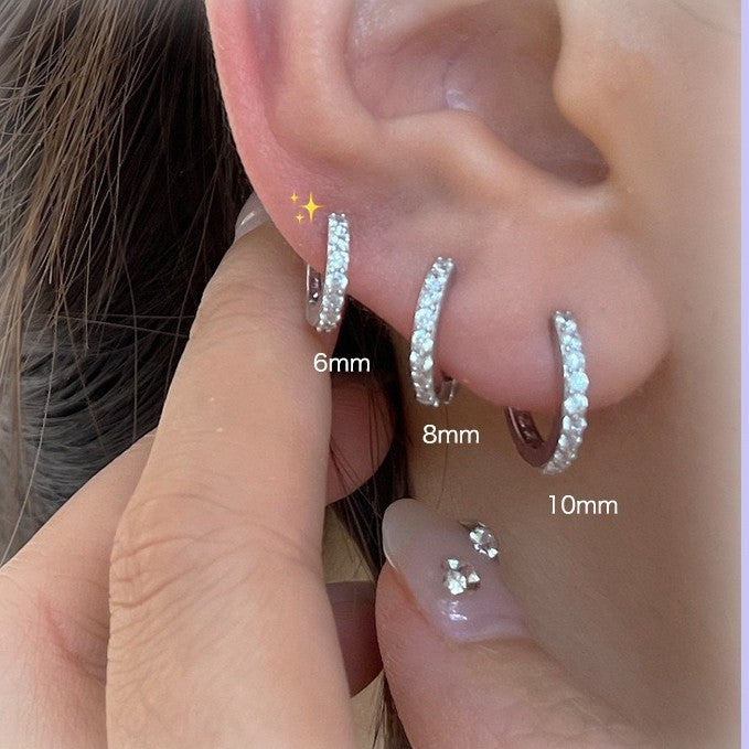 Women's Unisex Style Single Row Diamond Small Ear Bone Earrings