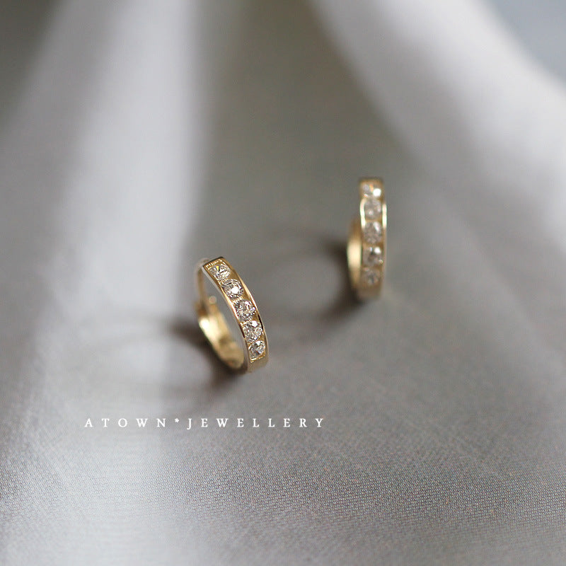 Sterling Sier Gold Plated Gang Drill Ear Zircon Simple Versatile Earrings