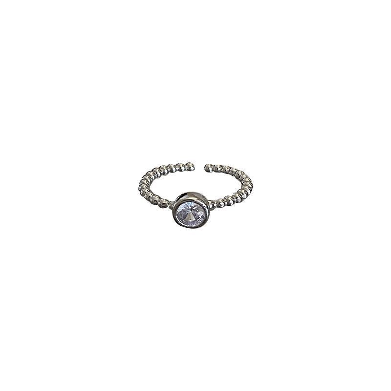 Simple Zircon Metal Open Suit Female Design High Sense Index Ring