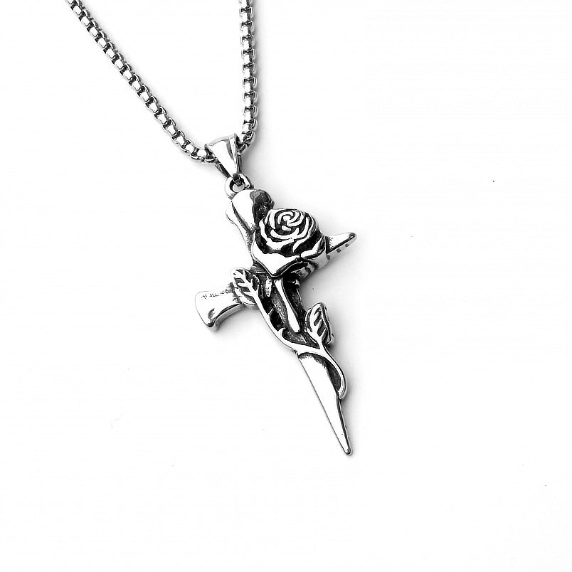 Men's Sword Darkness Dragon Fighter Titanium Steel Necklaces