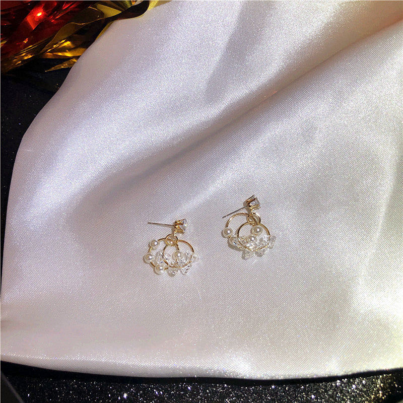Needle Fresh Pearl Grace Simple And Earrings