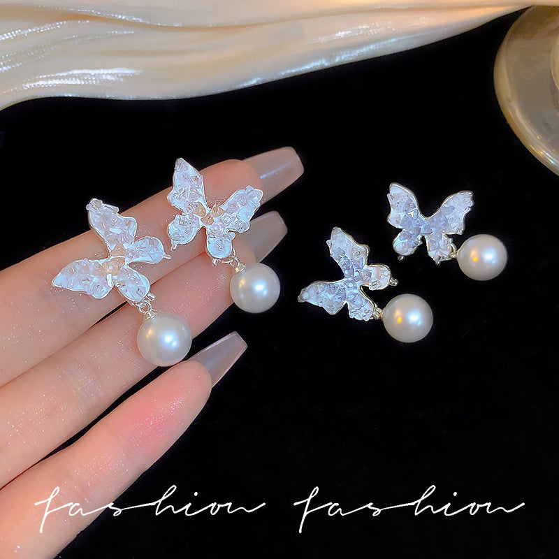 Butterfly Pearl Tassel Super Light Luxury Earrings