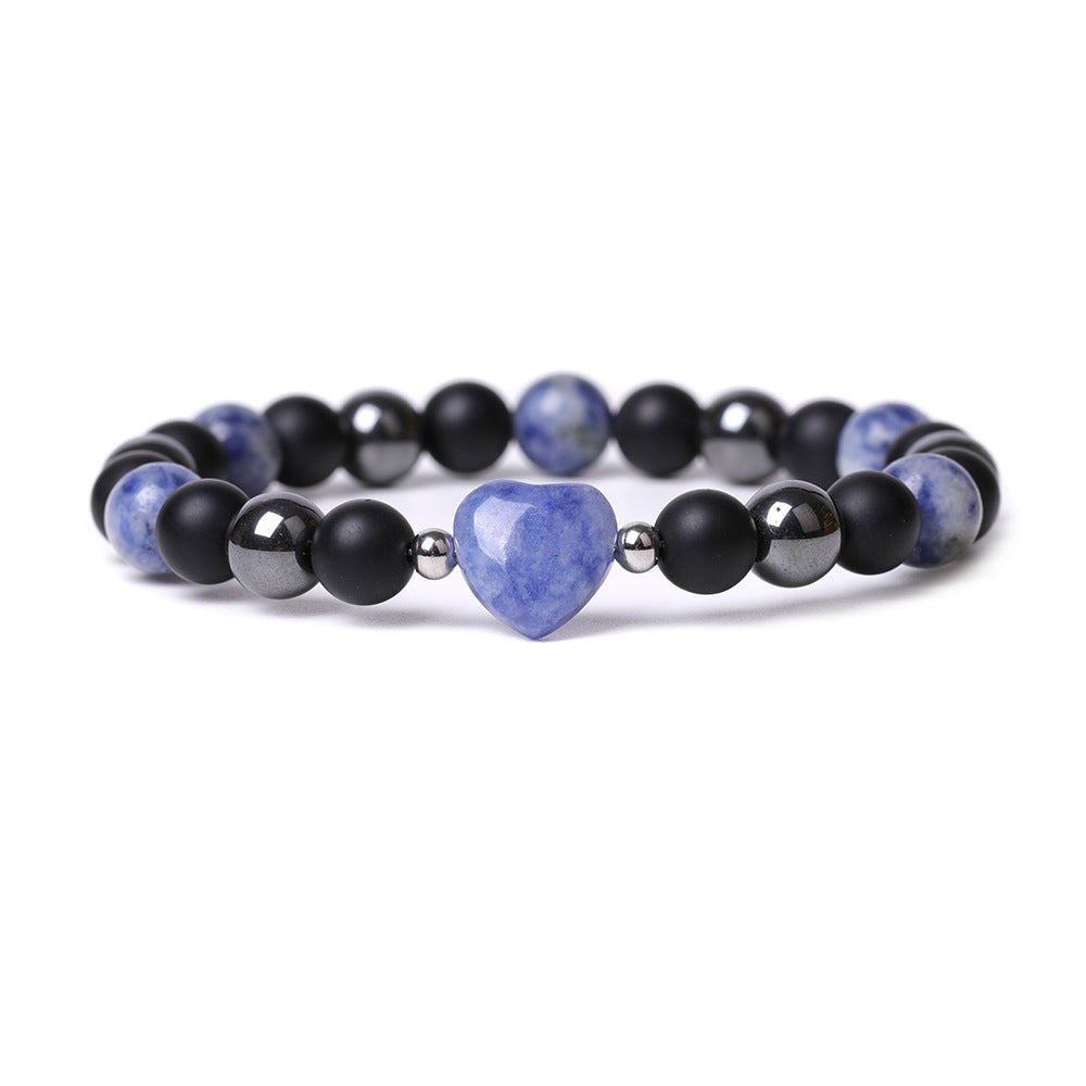 Tigereye Hand-cut Peach Heart Couple Agate Old Topaz Bracelet
