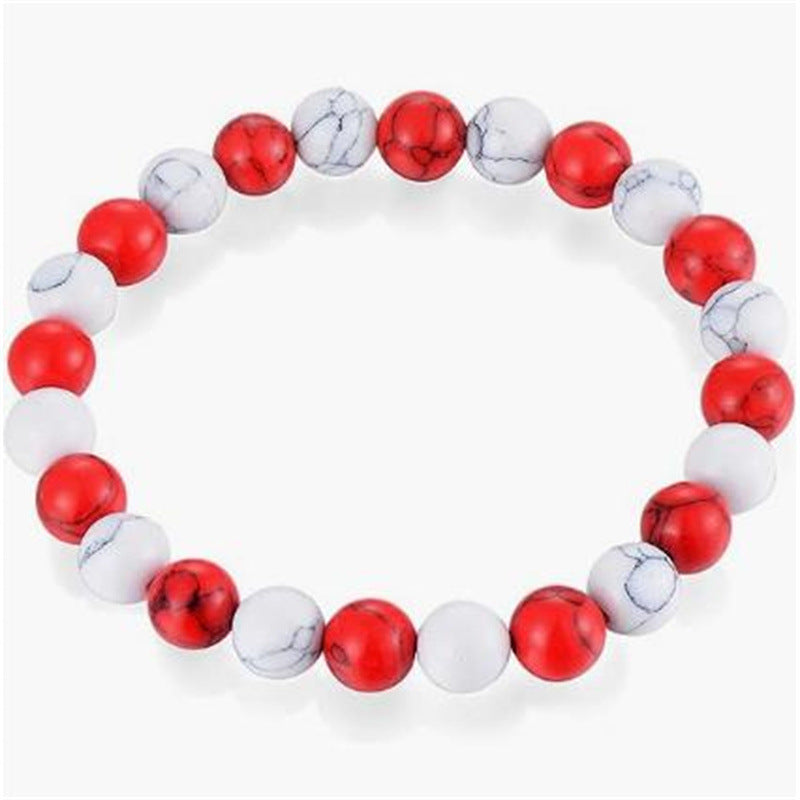 Natural Turquoise Frosted Beaded Elastic String Bracelets