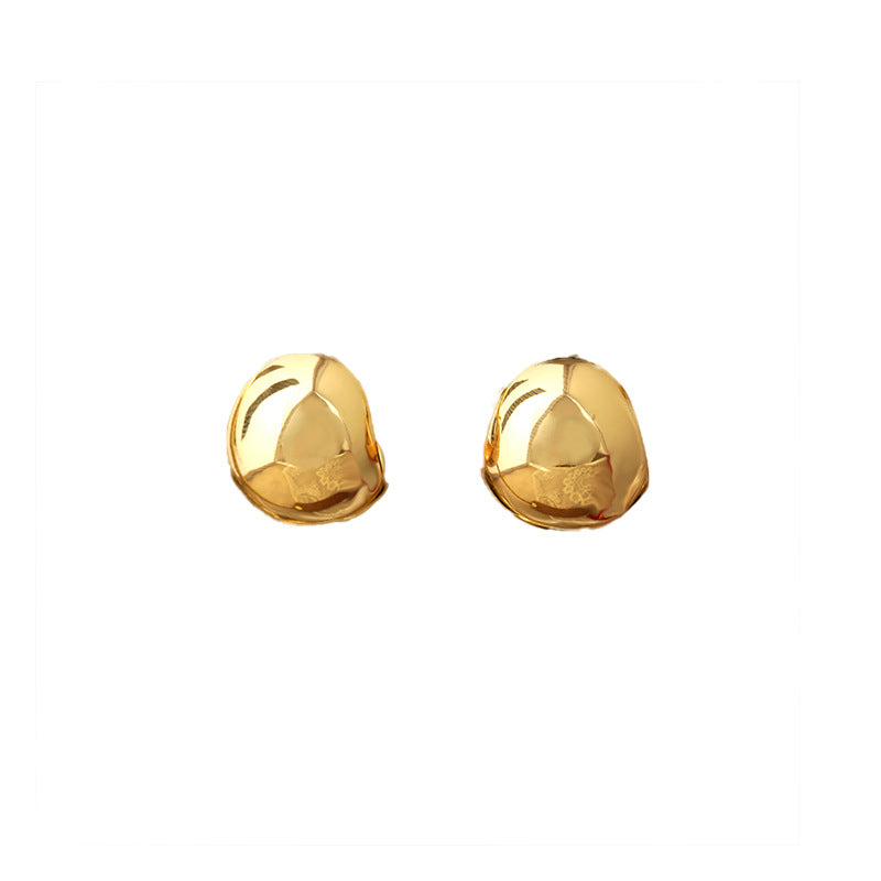Ear Simple Glossy High-grade Hemisphere Copper Plated Earrings