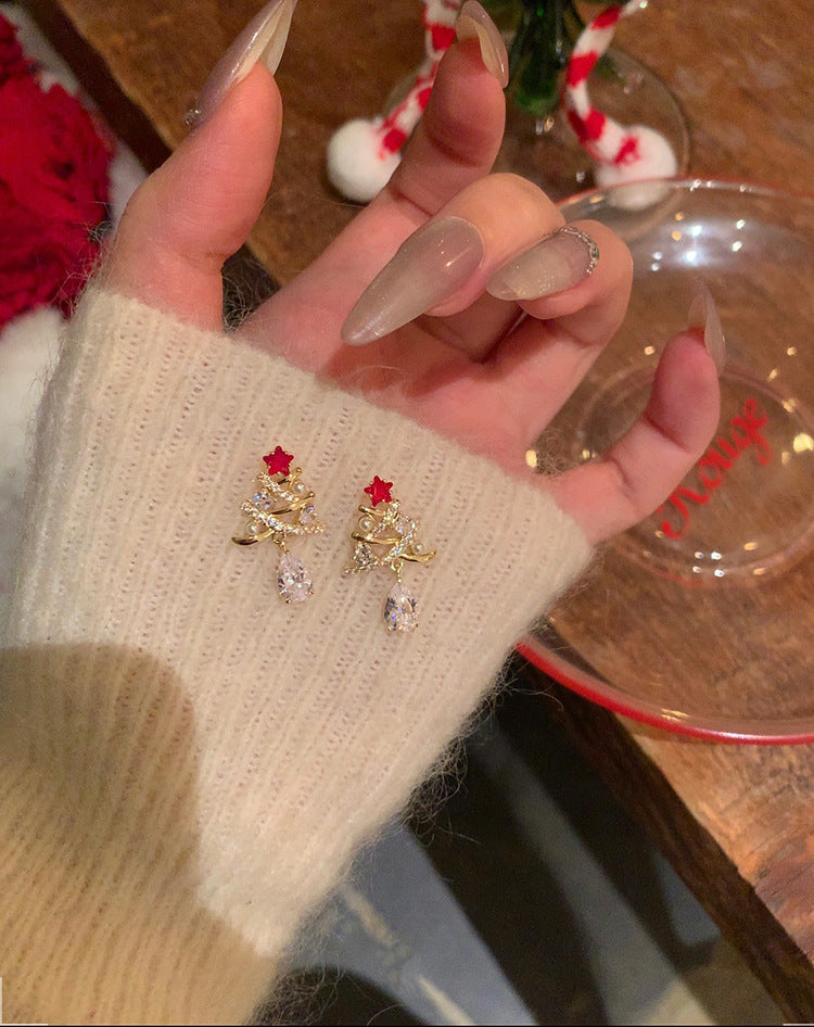 Winter Zircon Christmas Tree Niche Design Rings