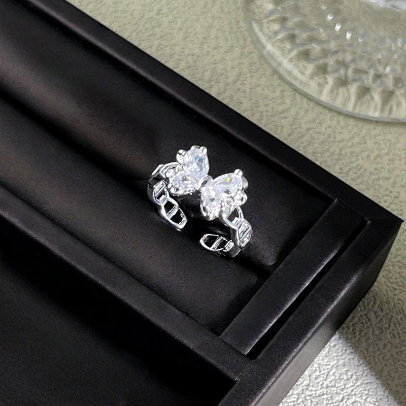 Sweet Style Niche Design Butterfly Flower Female Lace Hollow Out Ring