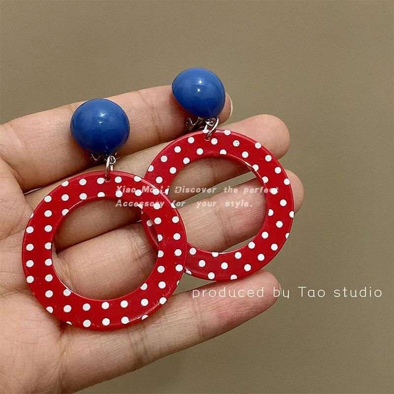 Retro Red Style Exaggerated Painless Fake Earrings