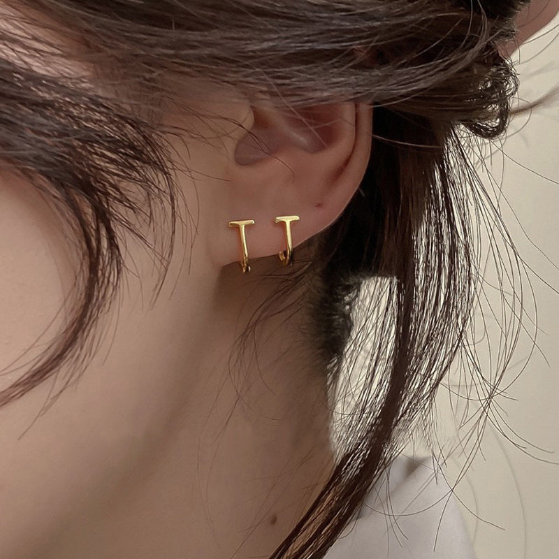 Needle Letter Ear Clip Simple Fashion Graceful Personality Petite Korean Earrings