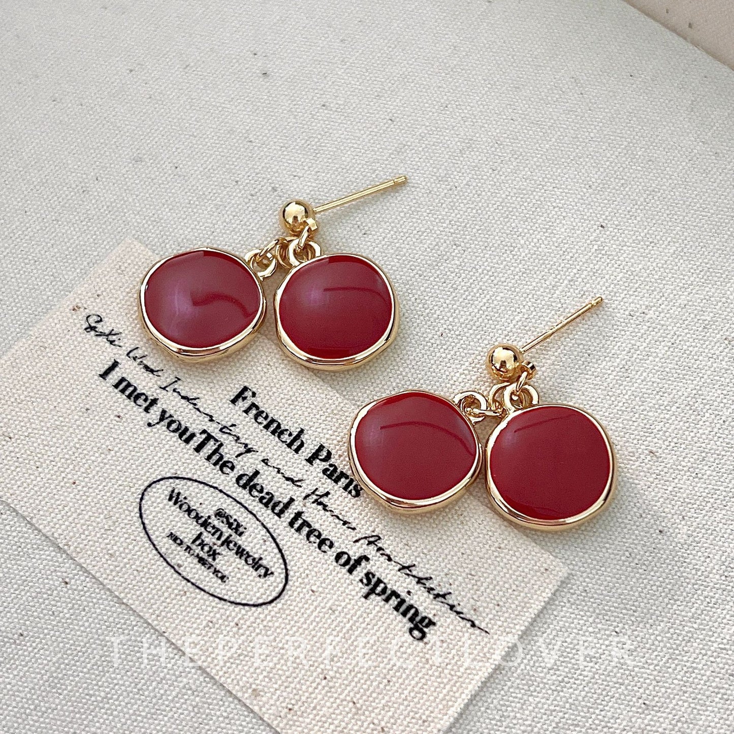 Women's Red Series Combination Elegant Geometric Enamel Craft High-grade Design Rings