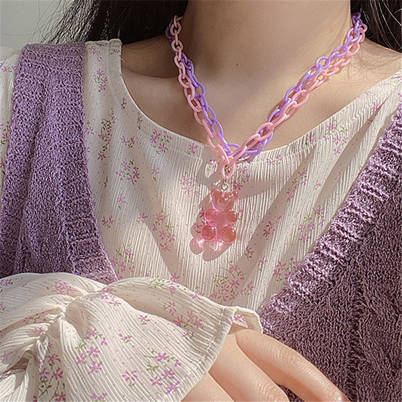 Cartoon Colorful Bear Soft Candy Color Necklaces