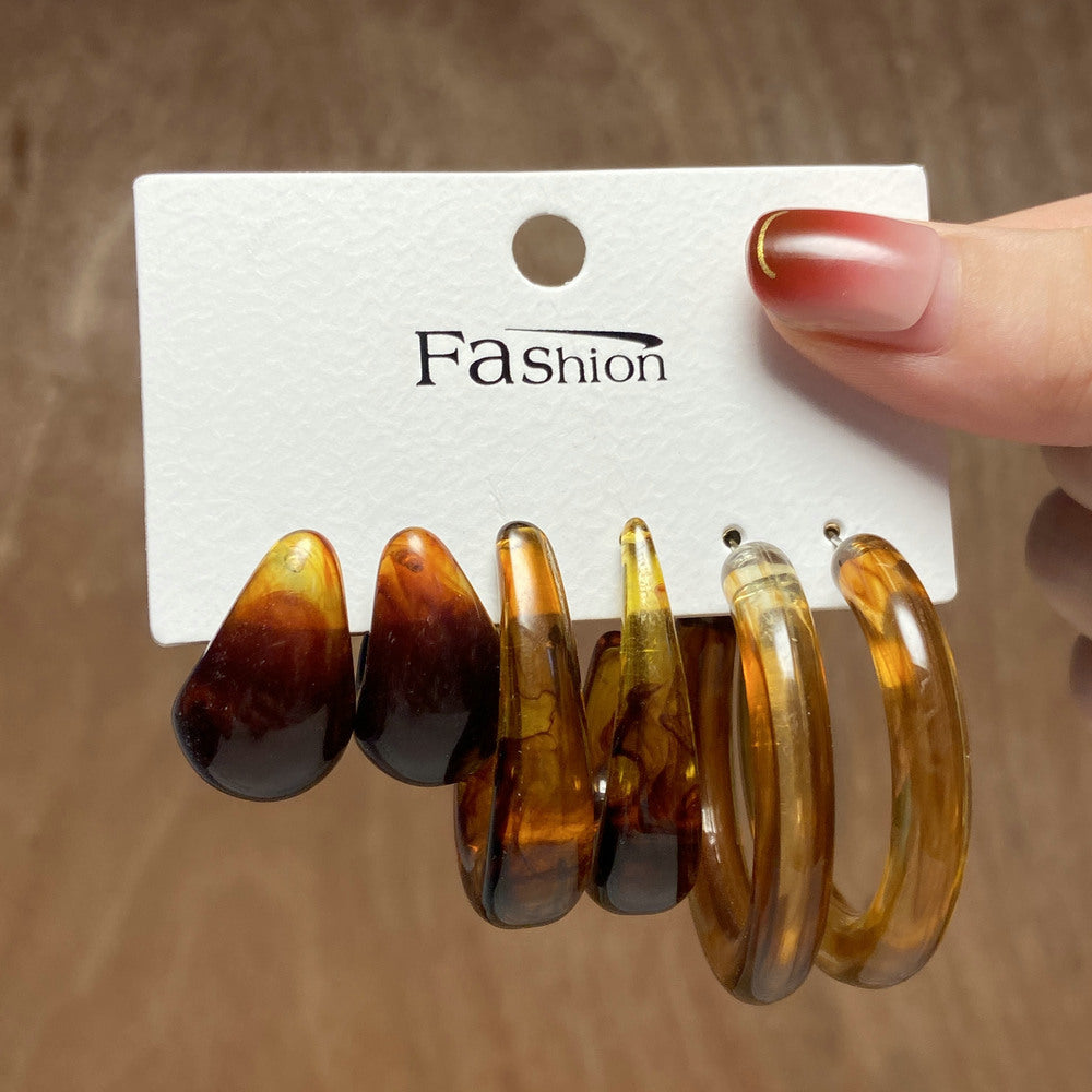 Cellulose Acetate Sheet Suit Pairs Creative Elegant Earrings