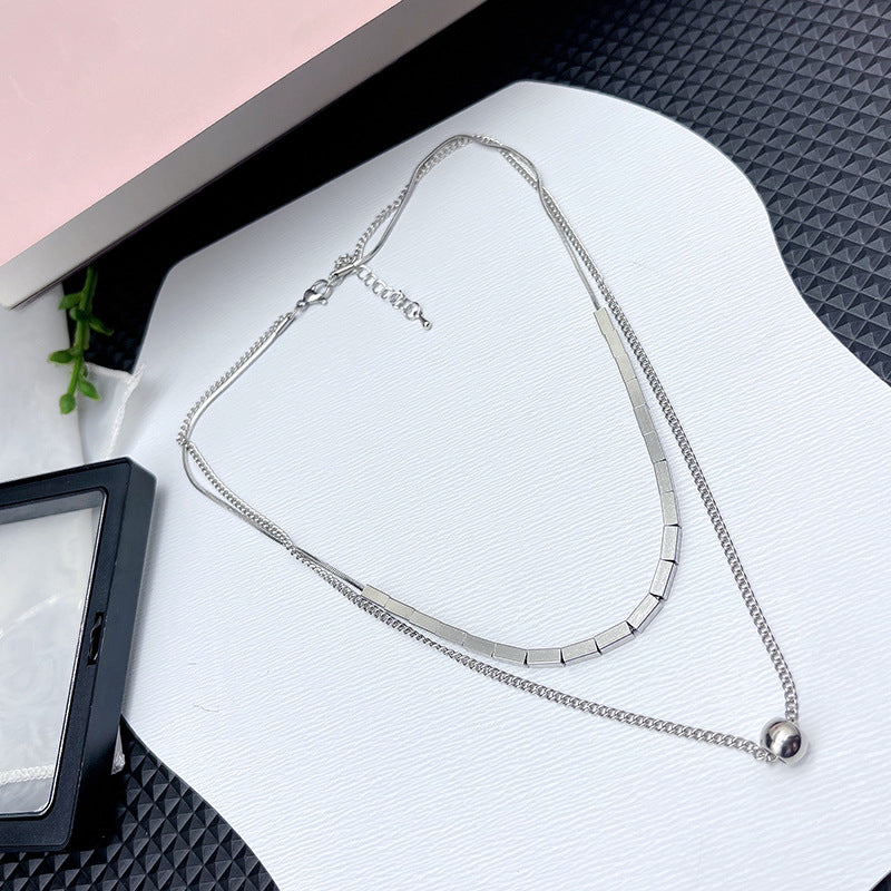 Bones Chain Square Twin Style Ball Necklaces