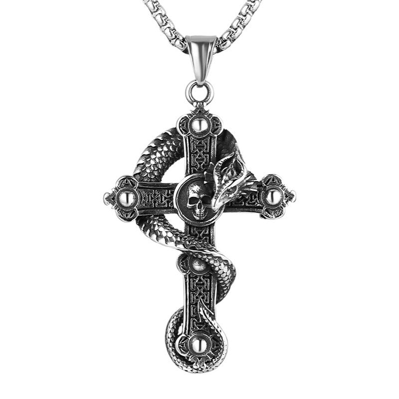 Men's & Women's Cross Titanium Steel Snakelike Winding Hipster Cool Handsome Pendants