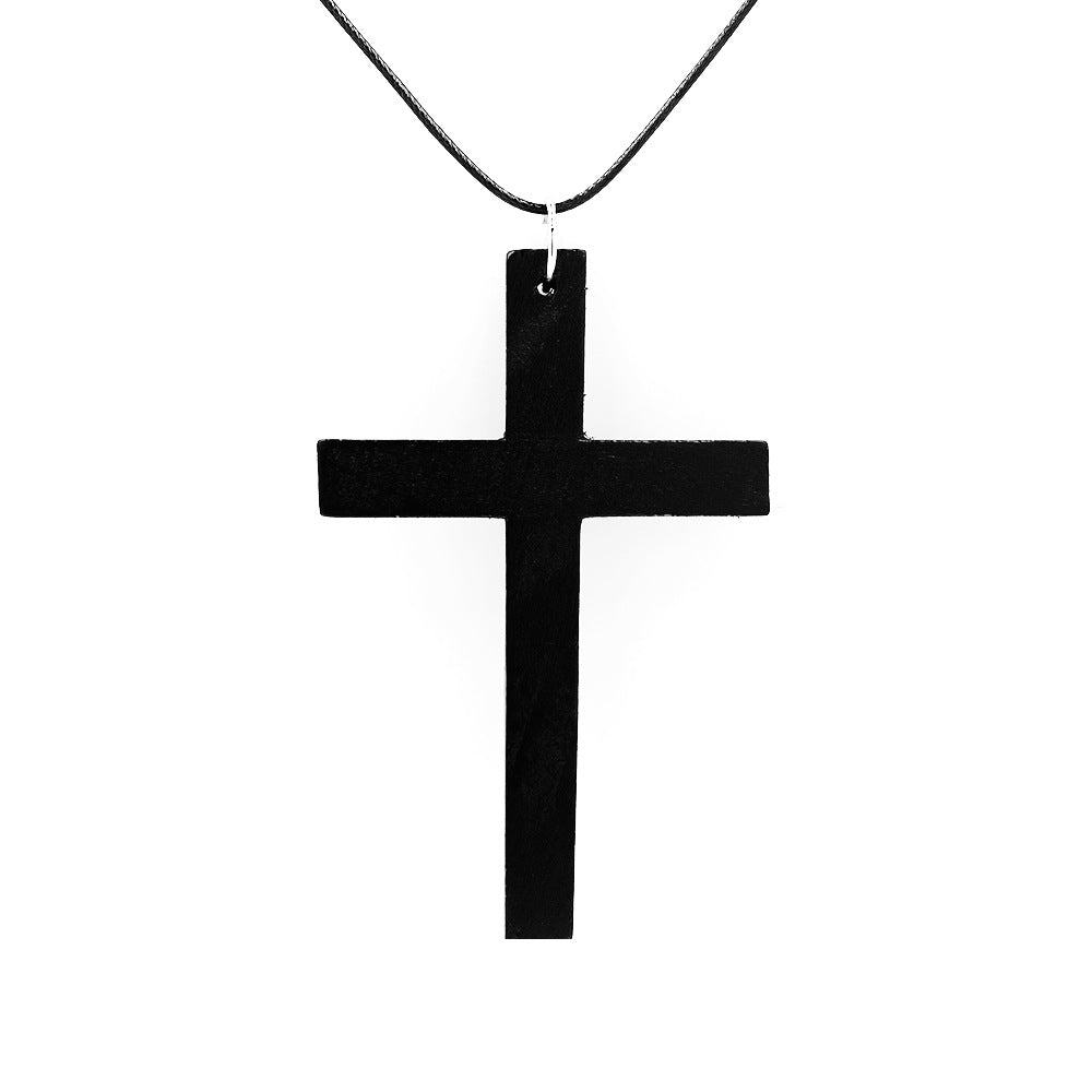 Fashion Cross Wooden Simple Sweater Chain Necklaces