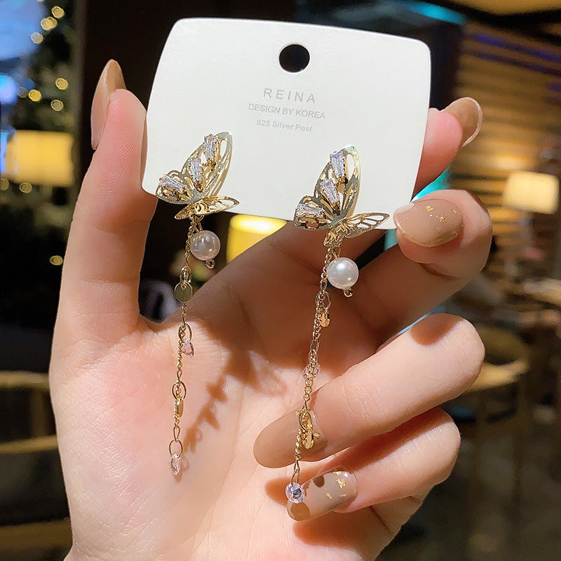 Women's Needle Elegant Long Tassel Thin Effect Earrings