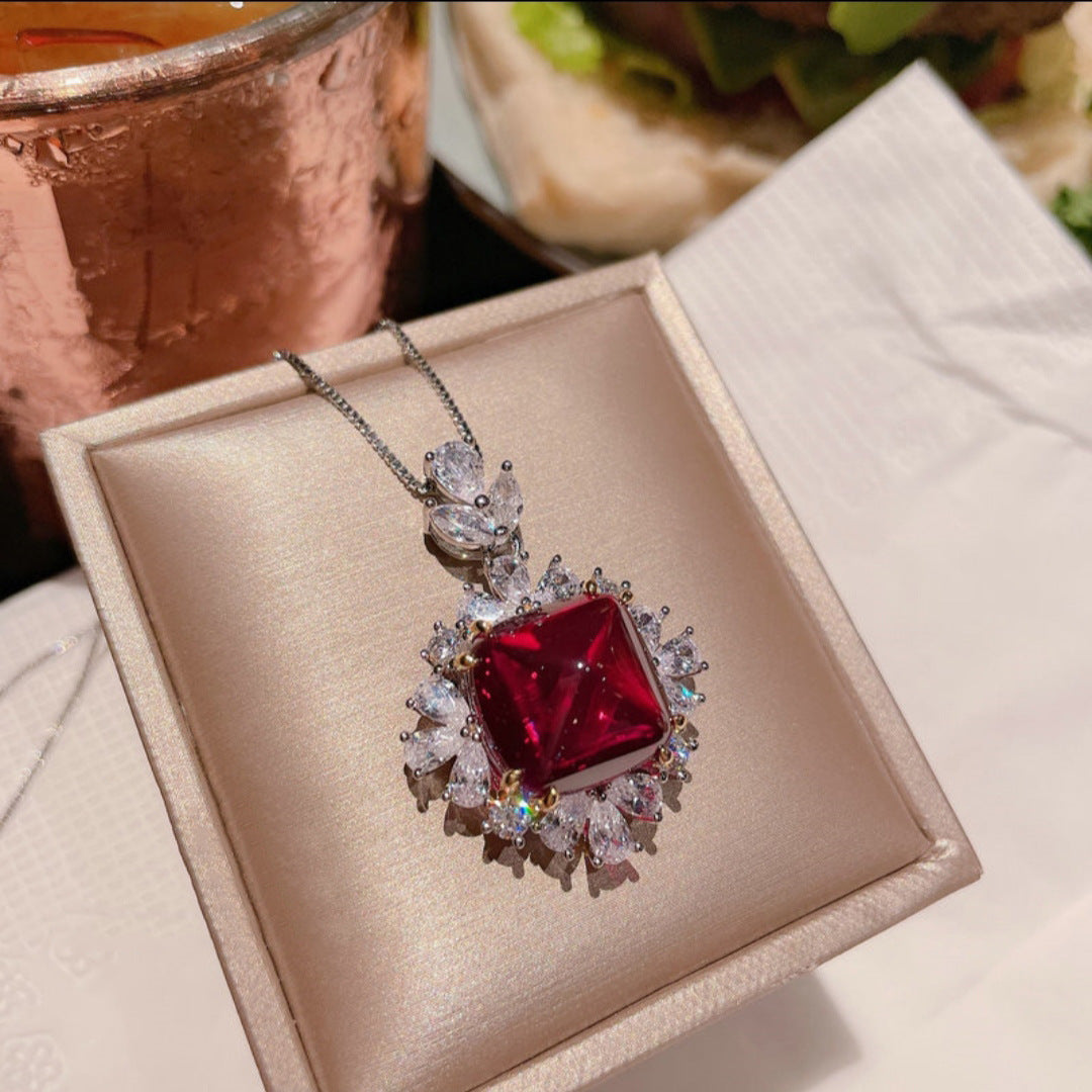 Live Simulation Red Tourmaline Sugar Tower Pendants