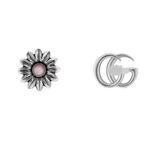 Sterling Sier Heart-shaped Enamel Classic Double Mutual Button Earrings
