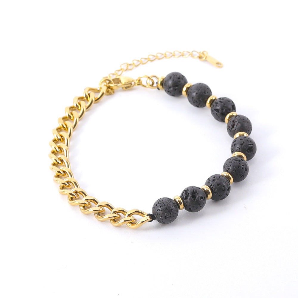 Men's Titanium Steel Cuban Set Natural Tigereye Necklaces