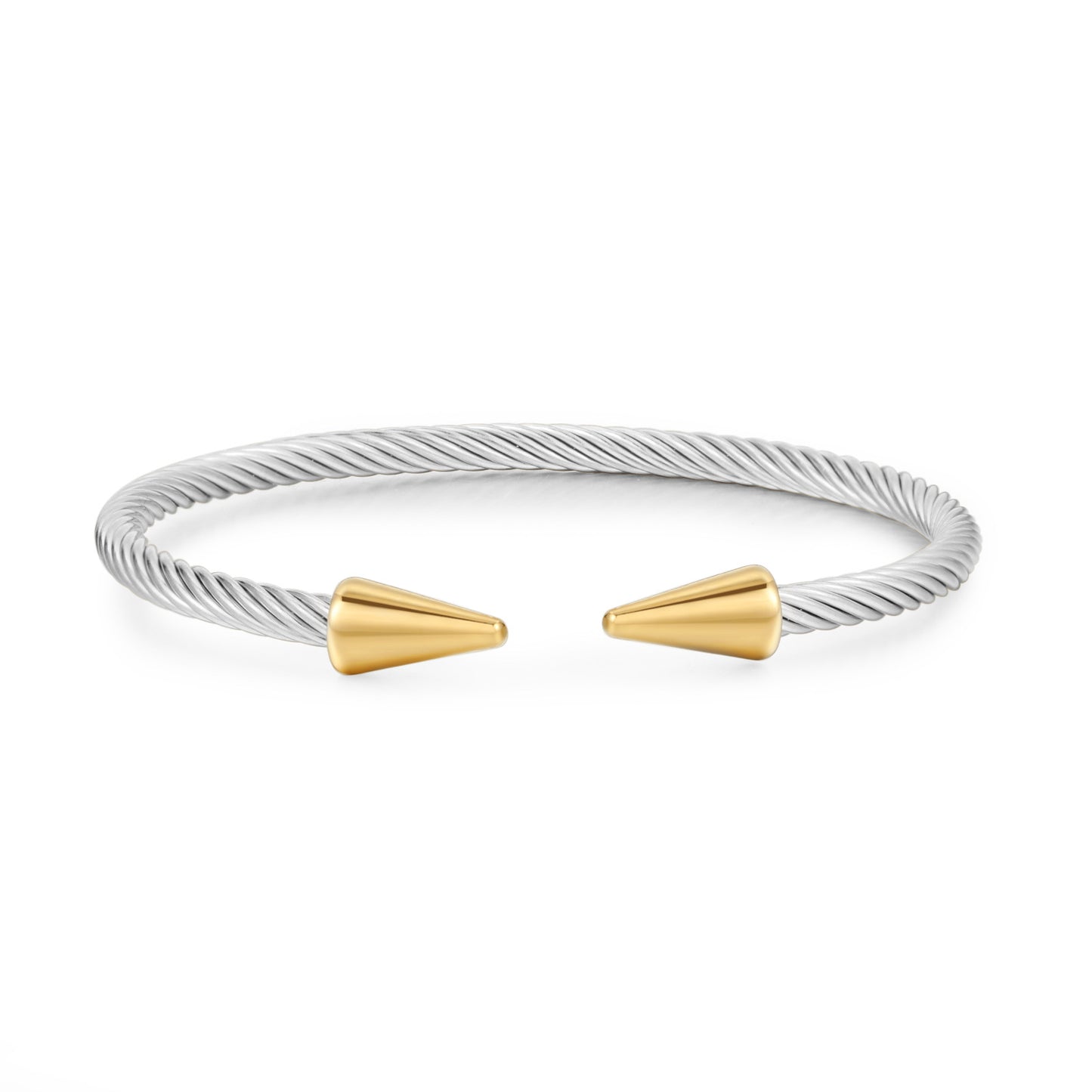 Men's Fashion Simple Titanium Steel Gold Plated Shaped Open Bracelets
