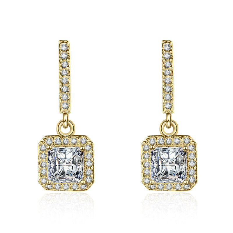 Women's Style Diamond Square Cute Fashion Small Creative Stud Earrings
