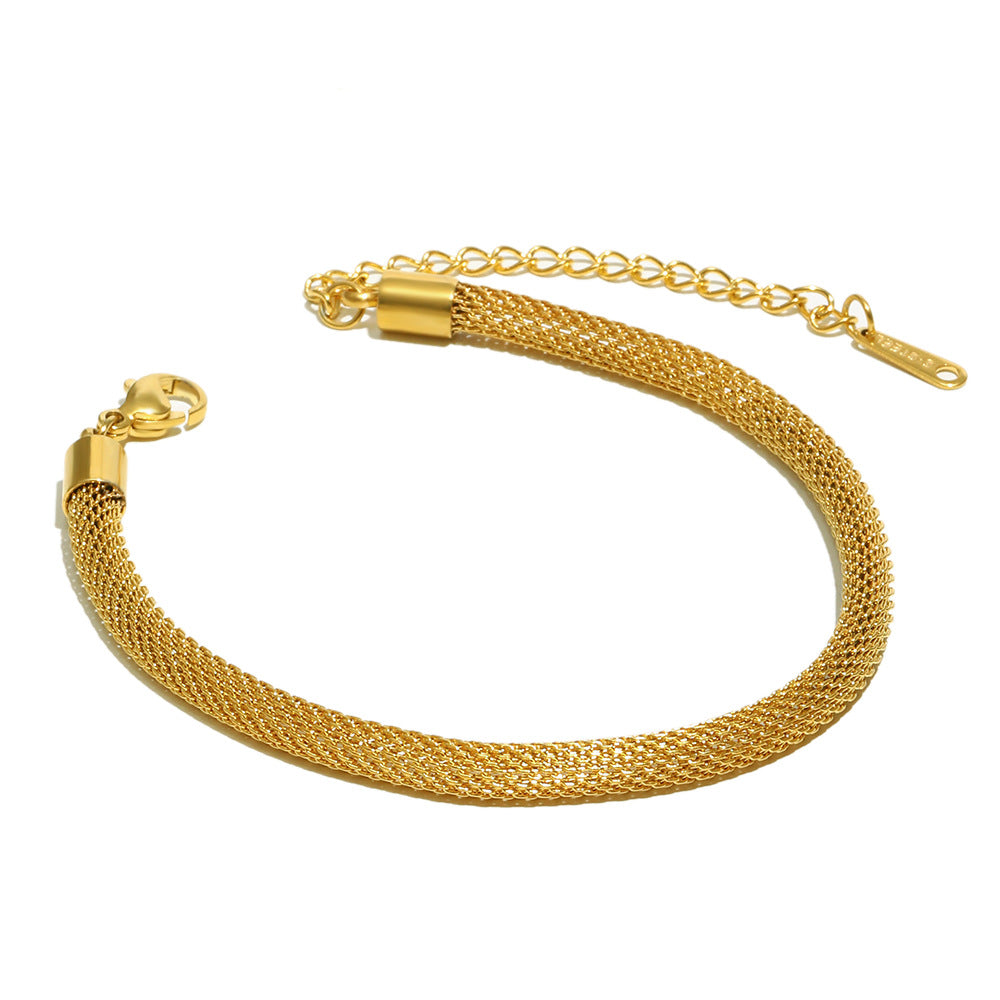 Niche Design Stainless Steel Gold-plated Simple Round Bracelet