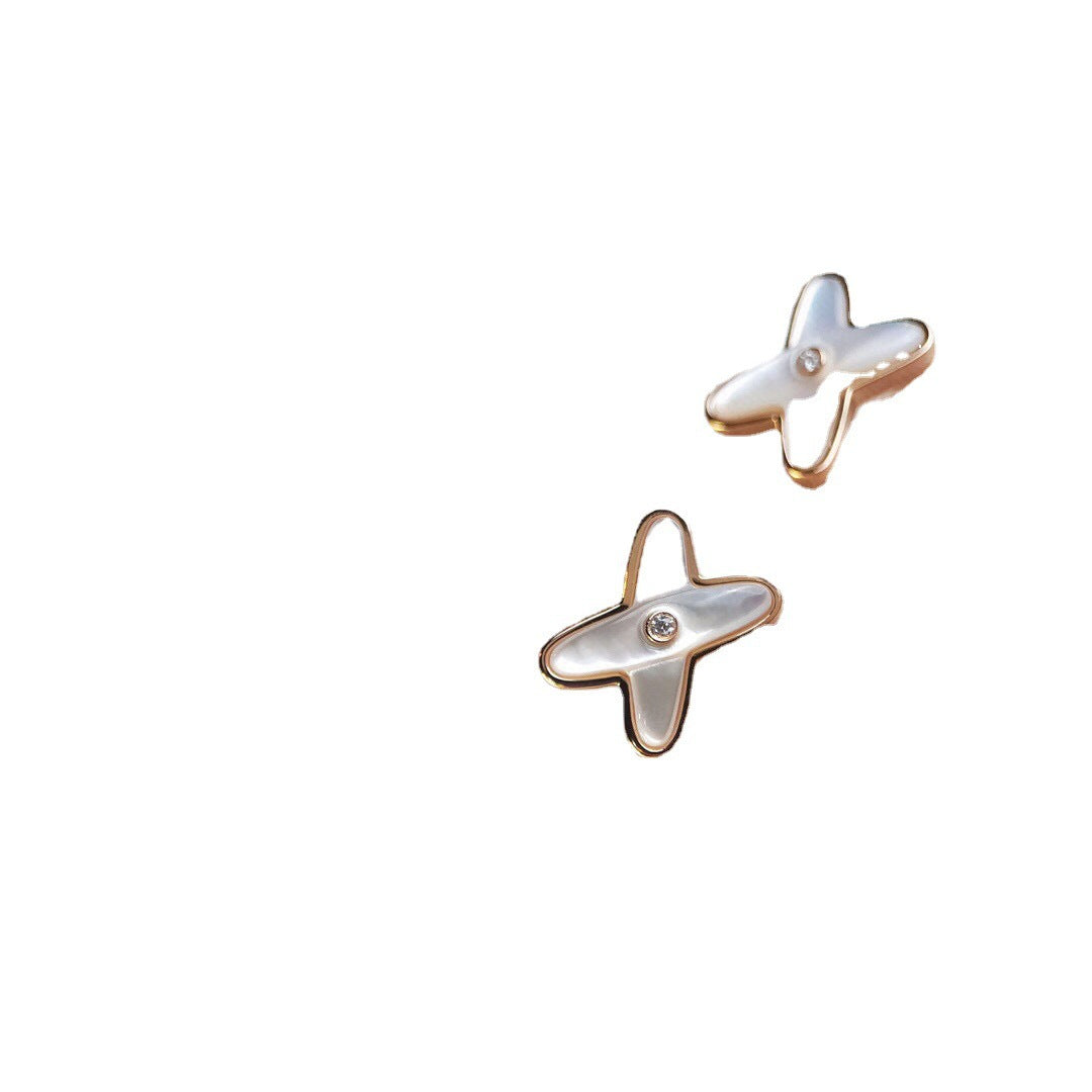 Women's X White Shell Advanced Rose Gold Live Earrings
