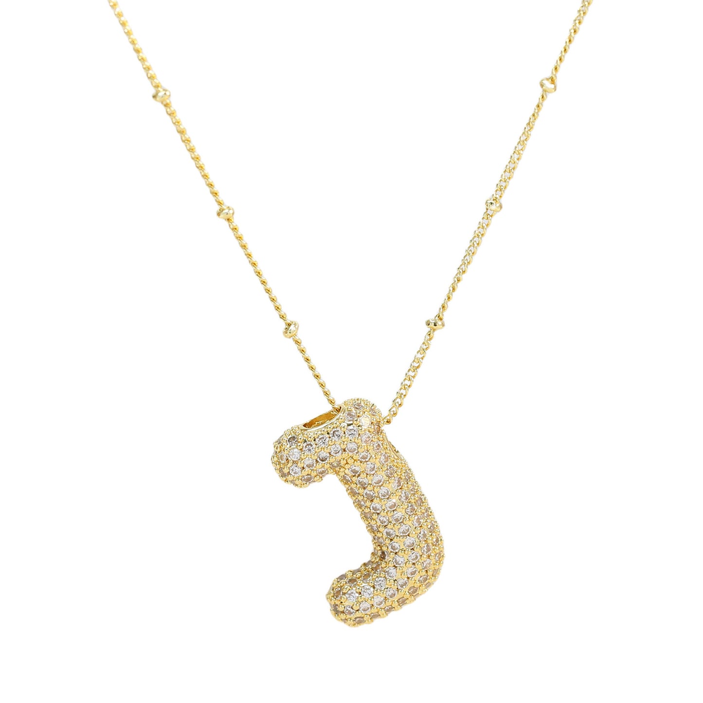Women's Brass Zircon Bubble Balloon Letter Chubby Necklaces