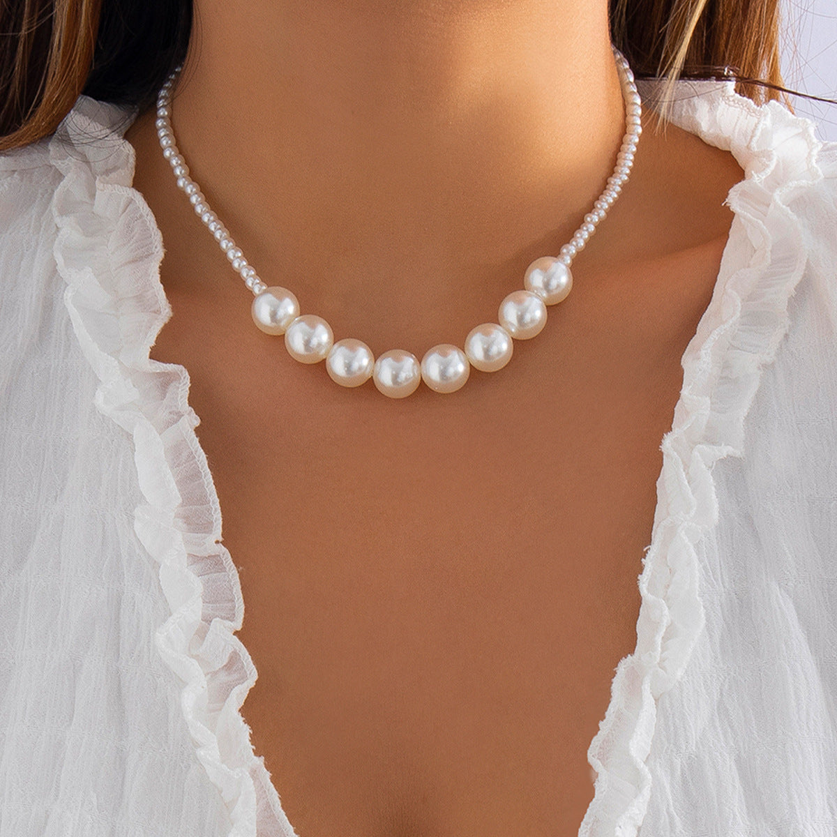 Retro Easy Matching Imitation Pearl Buckle Necklaces