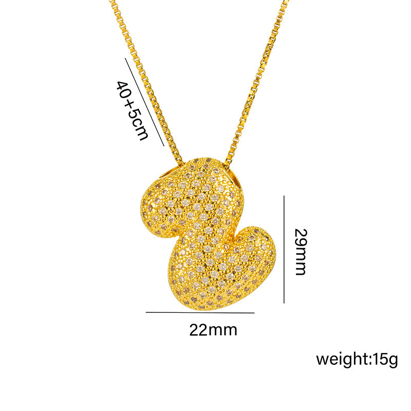 Brass Zircon Balloon Bubble Chubby English Necklaces
