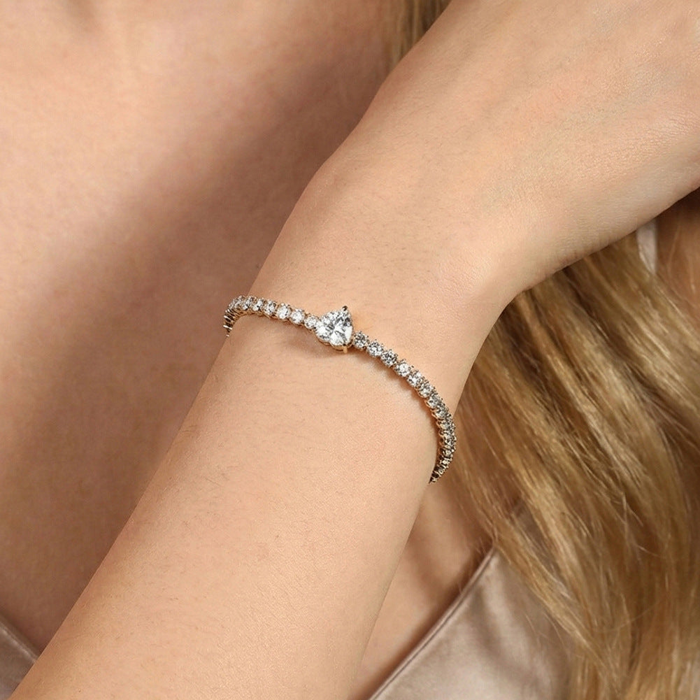 Style Full Rhinestone Zircon Love Titanium Steel Bracelet
