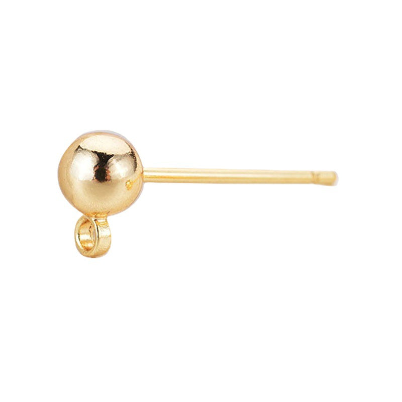 Real Gold Color Retaining Ball Needle Earrings