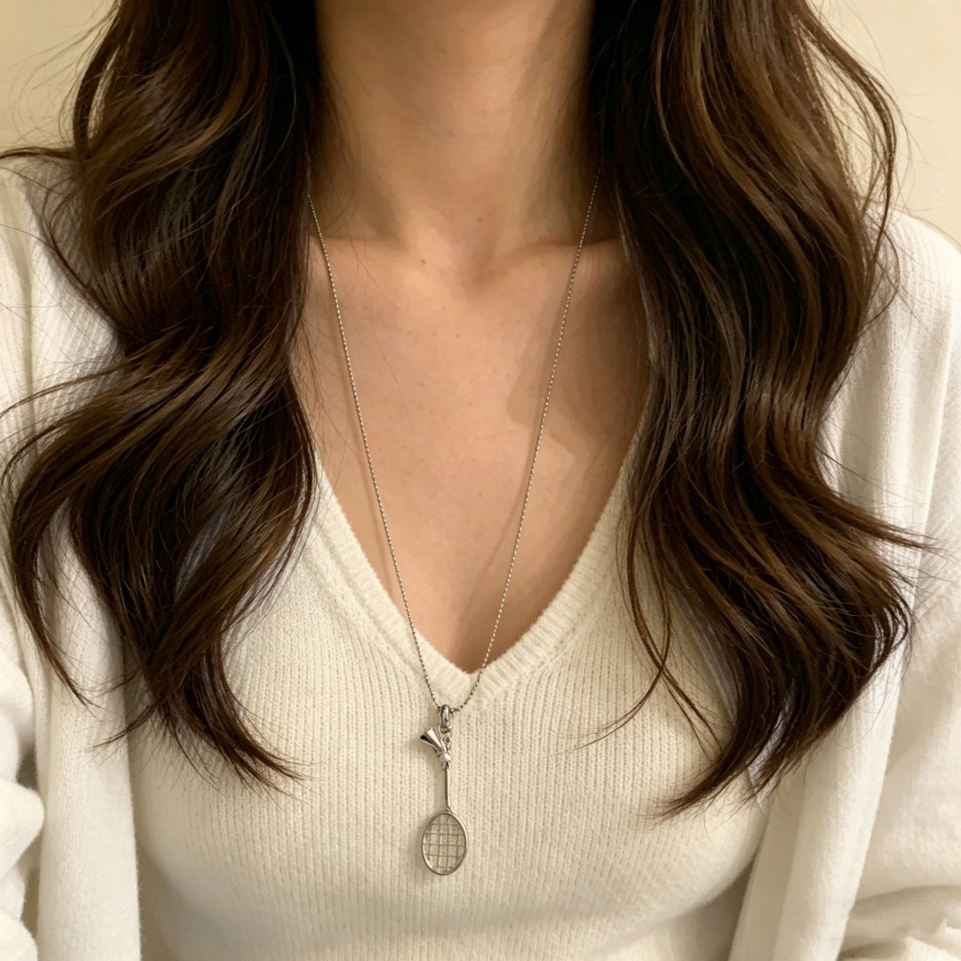 Women's Racket Tassel Long Sweater Chain Casual Necklace