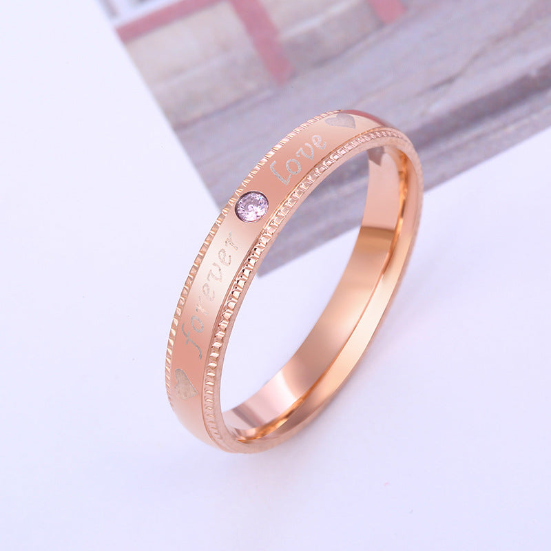 Steel Ornament Korean Style Titanium Couple Rose Rings