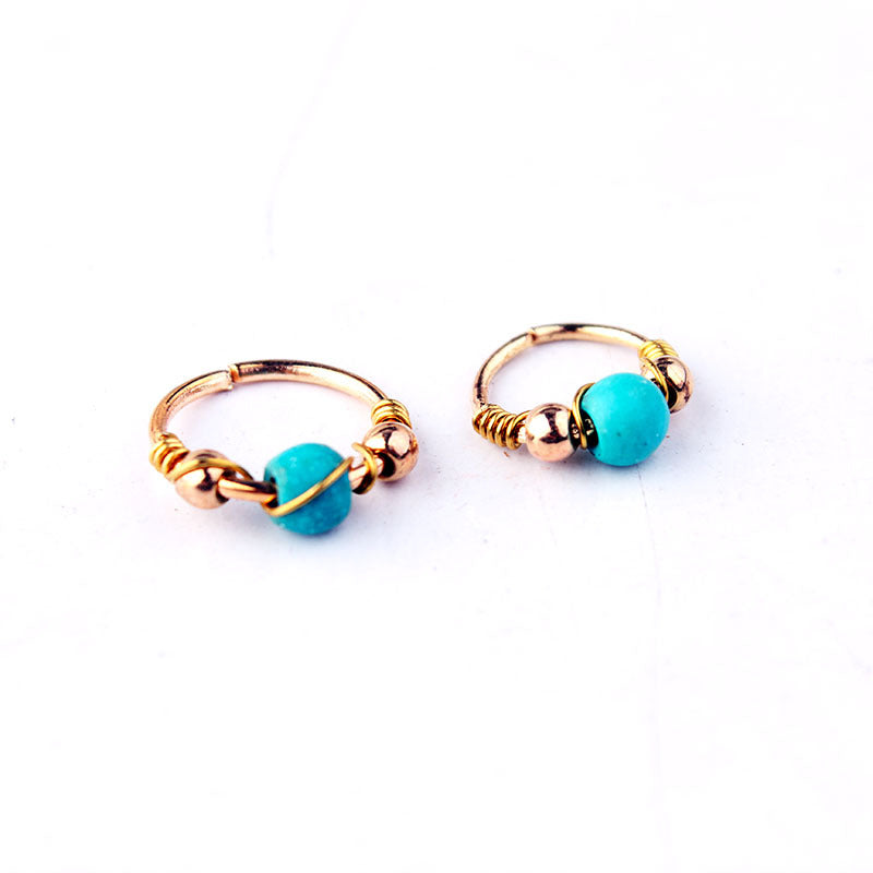 Turquoise Winding Nose Ear Bone Labret Rings