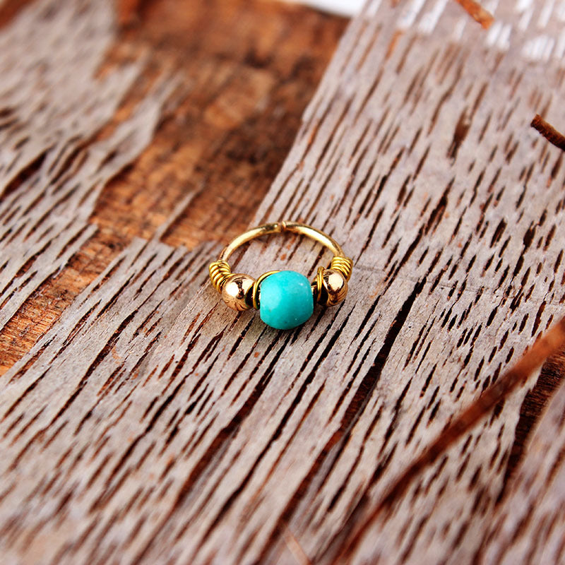 Turquoise Winding Nose Ear Bone Labret Rings