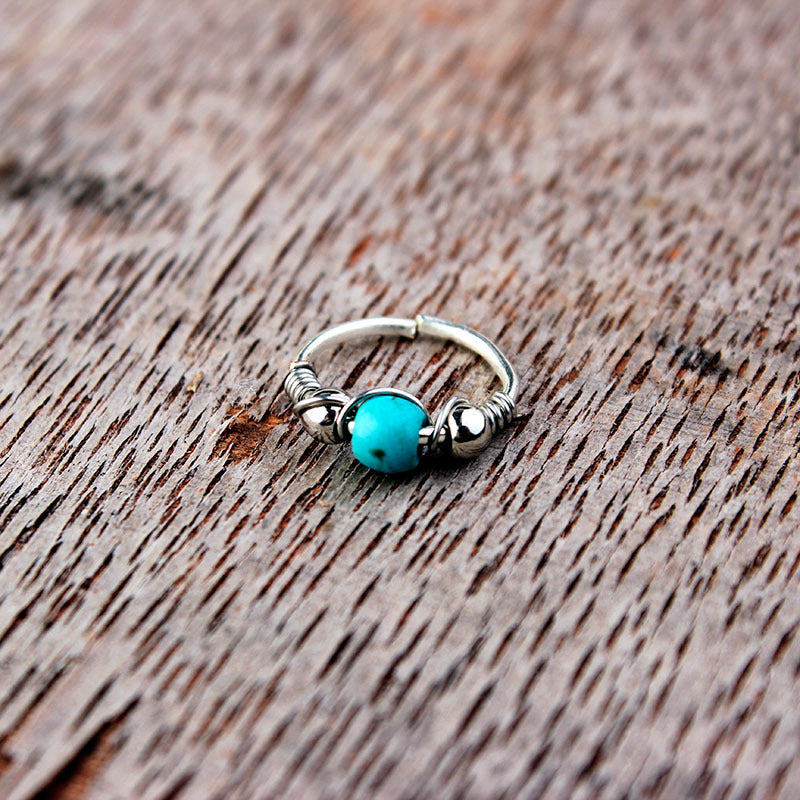 Turquoise Winding Nose Ear Bone Labret Rings