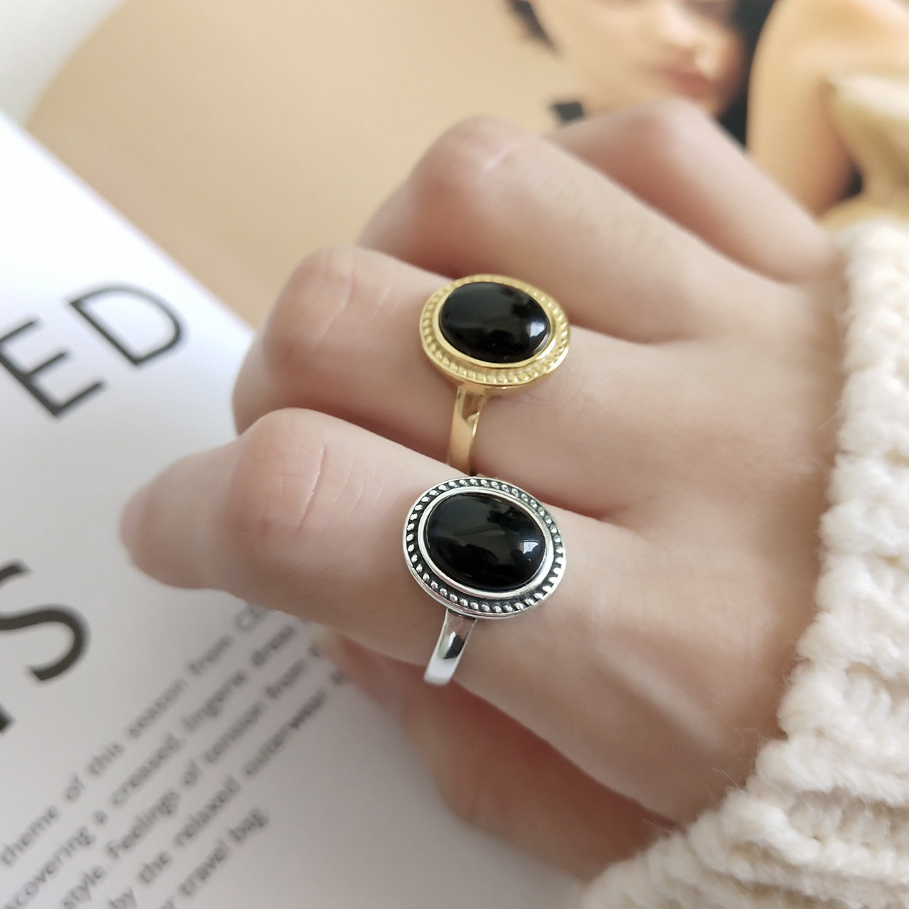 Sier Personality Hipster Fashion Temperament Adjustable Rings