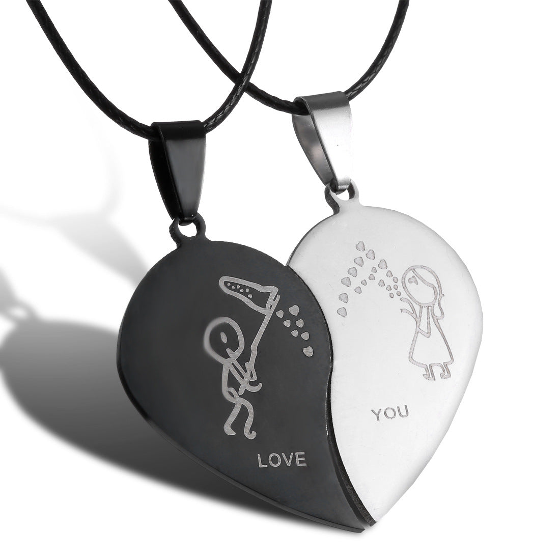 Day Gift Stainless Steel Black White Cat Necklaces