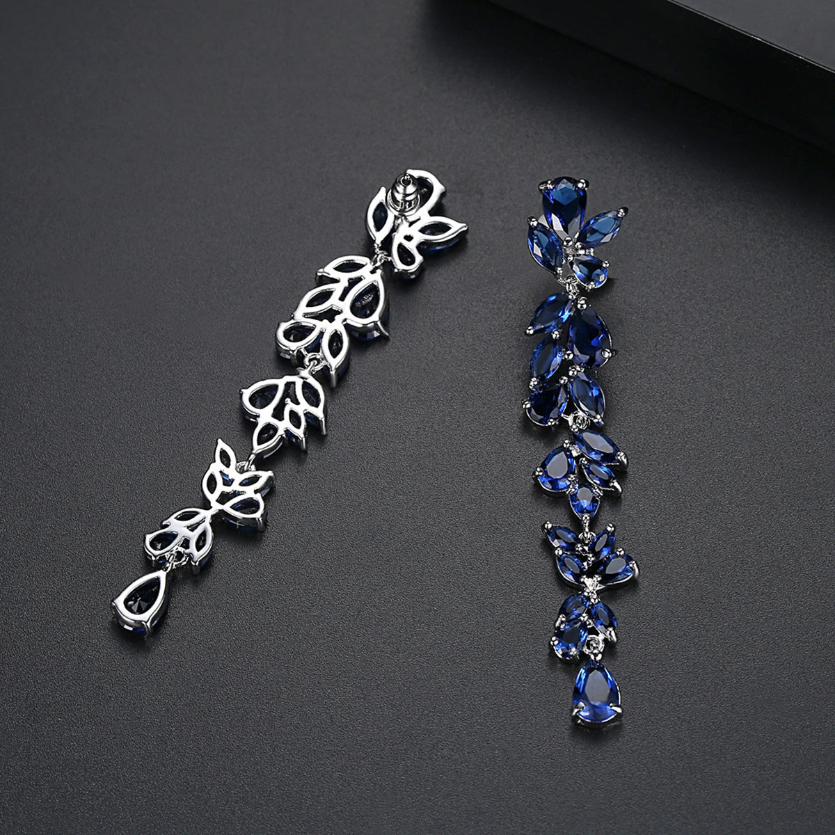 Women's Long Elegant Copper Inlaid Zircon Earrings