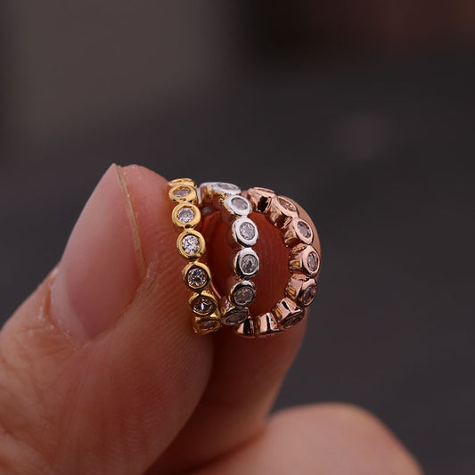 Inlaid Zircon Nose Copper Ear Bone Earrings