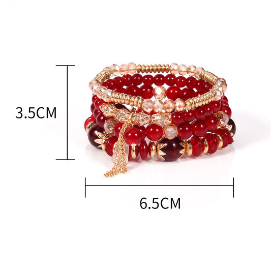 Chain Tassel Colored Glass Electroplated Crystal Bracelets